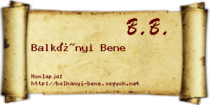 Balkányi Bene névjegykártya